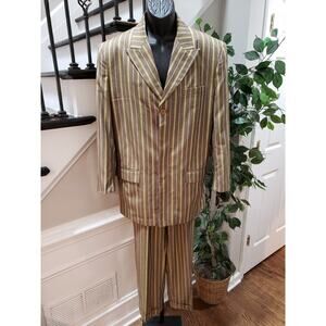 Paitano Men Multicolor 100% Polyester Long Sleeve Blazer & Pant 2 Piece Suit 40R